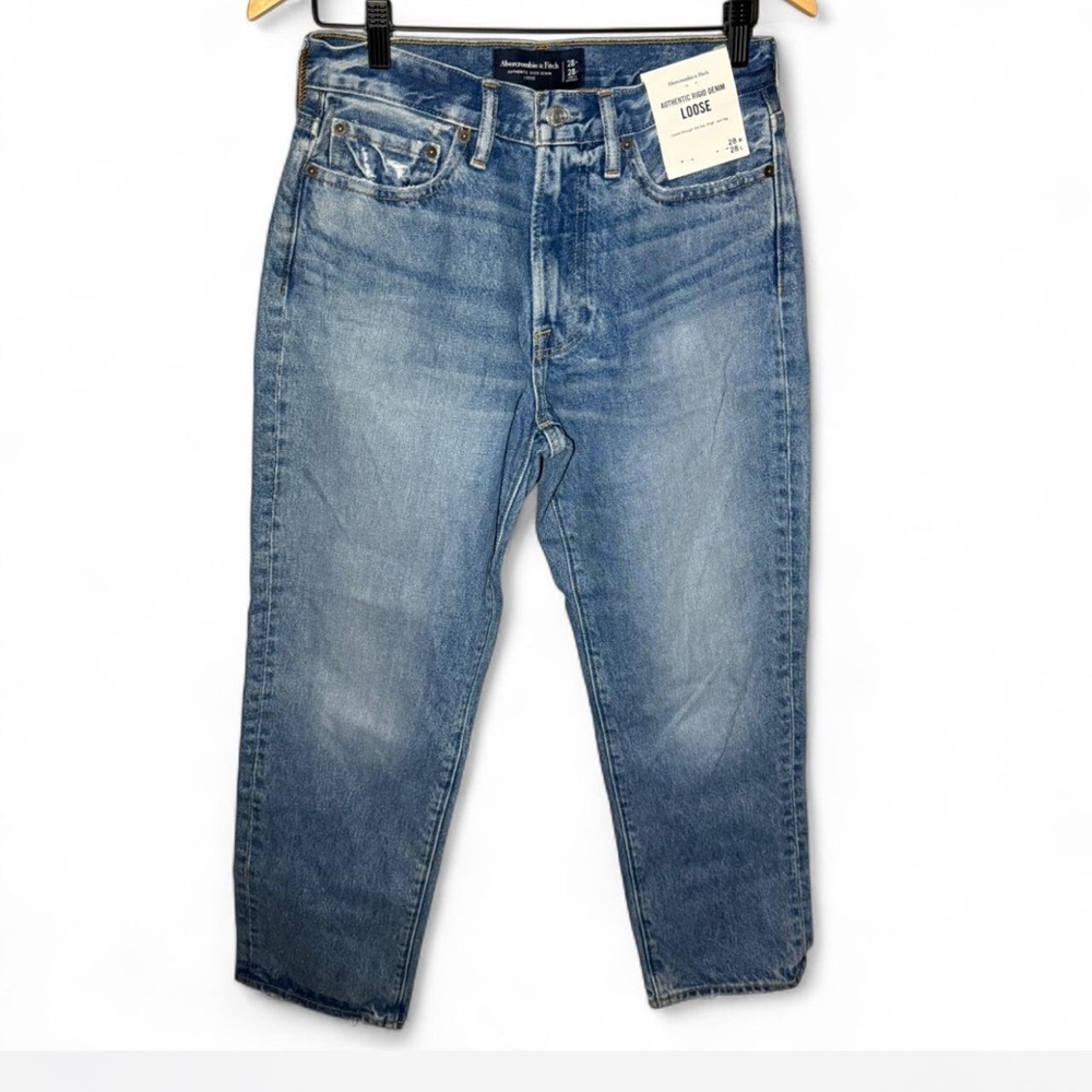 NEW Abercrombie & Fitch 28x28 authentic rigid denim loose fit jeans